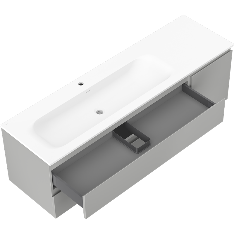 Mexen Orio dulap baie 160 cm cu chiuvetă Vela stânga, 2S, 1D, gri mat/alb mat - 91A13-16047-3-BBFFF62-W23L01