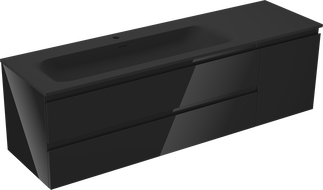 Mexen Orio dulap baie 160 cm cu lavoar Vela stâng, 2S, 1D, negru lucios/mat negru - 91A13-16047-3-BBFFF70-W23L71