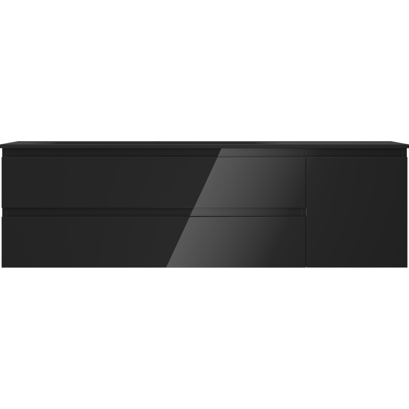 Mexen Orio dulap baie 160 cm cu lavoar Vela stâng, 2S, 1D, negru lucios/mat negru - 91A13-16047-3-BBFFF70-W23L71
