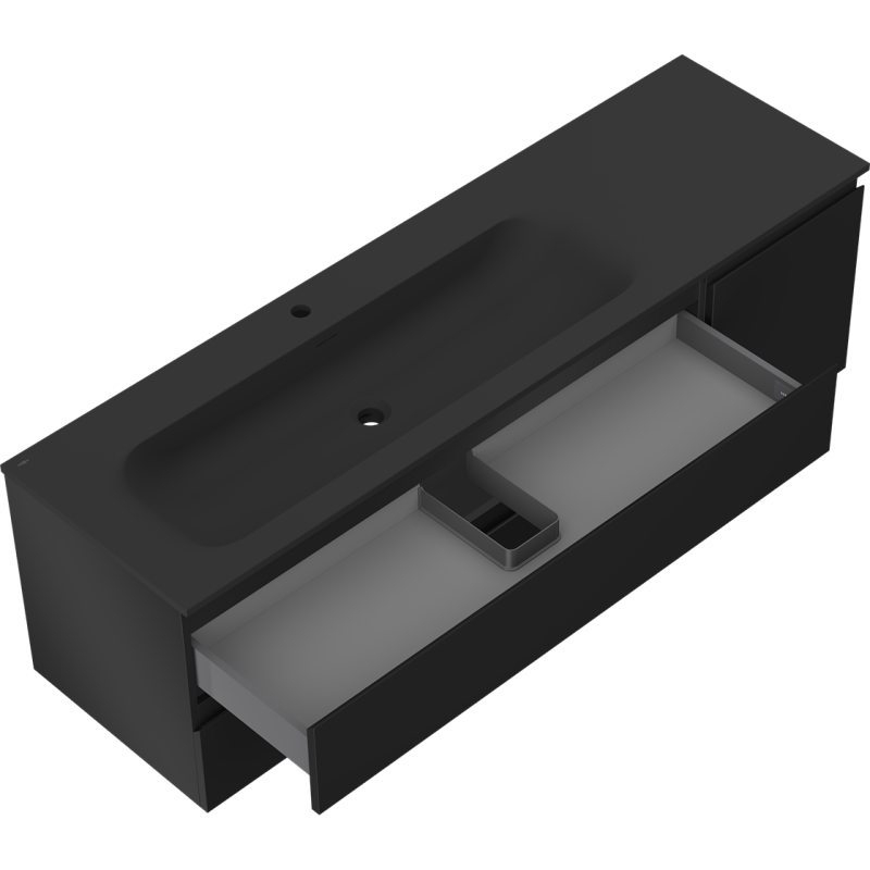 Mexen Orio dulap baie 160 cm cu chiuvetă Vela stânga, 2S, 1D, negru mat - 91A13-16047-3-BBFFF71-W23L71