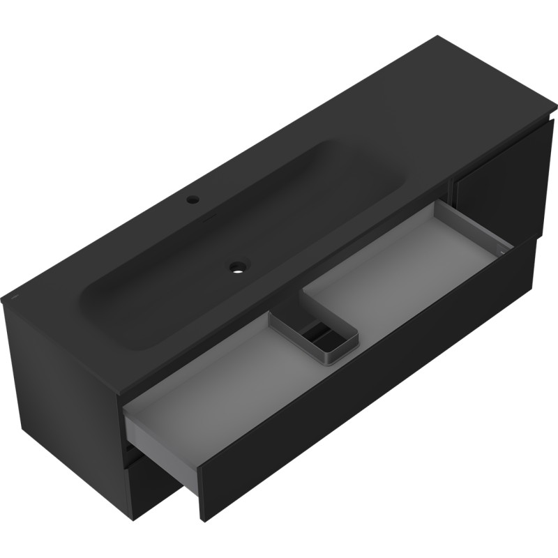 Mexen Orio dulap baie 160 cm cu lavoar Vela stâng, 2S, 1D, negru mat - 91A13-16047-3-BBFFF71-W23L71