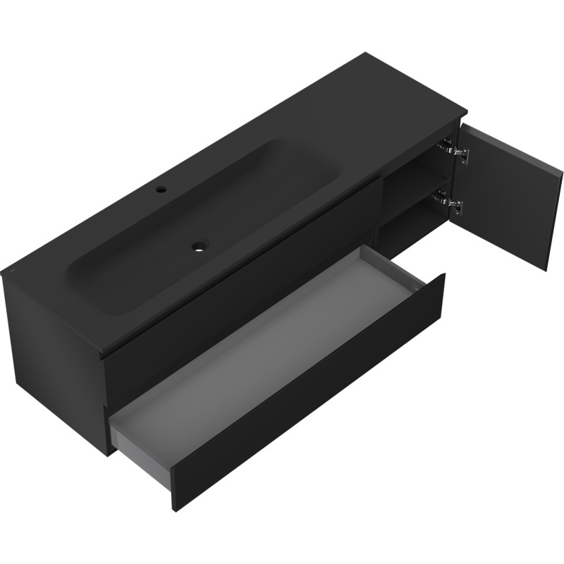 Mexen Orio dulap baie 160 cm cu lavoar Vela stâng, 2S, 1D, negru mat - 91A13-16047-3-BBFFF71-W23L71