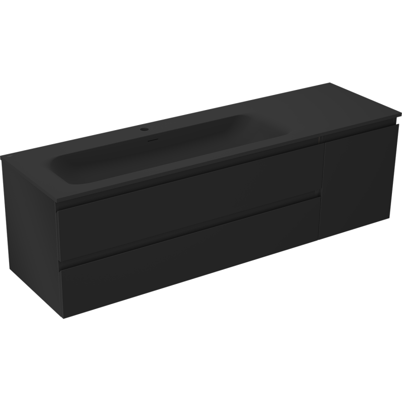 Mexen Orio dulap baie 160 cm cu chiuvetă Vela stânga, 2S, 1D, negru mat - 91A13-16047-3-BBFFF71-W23L71
