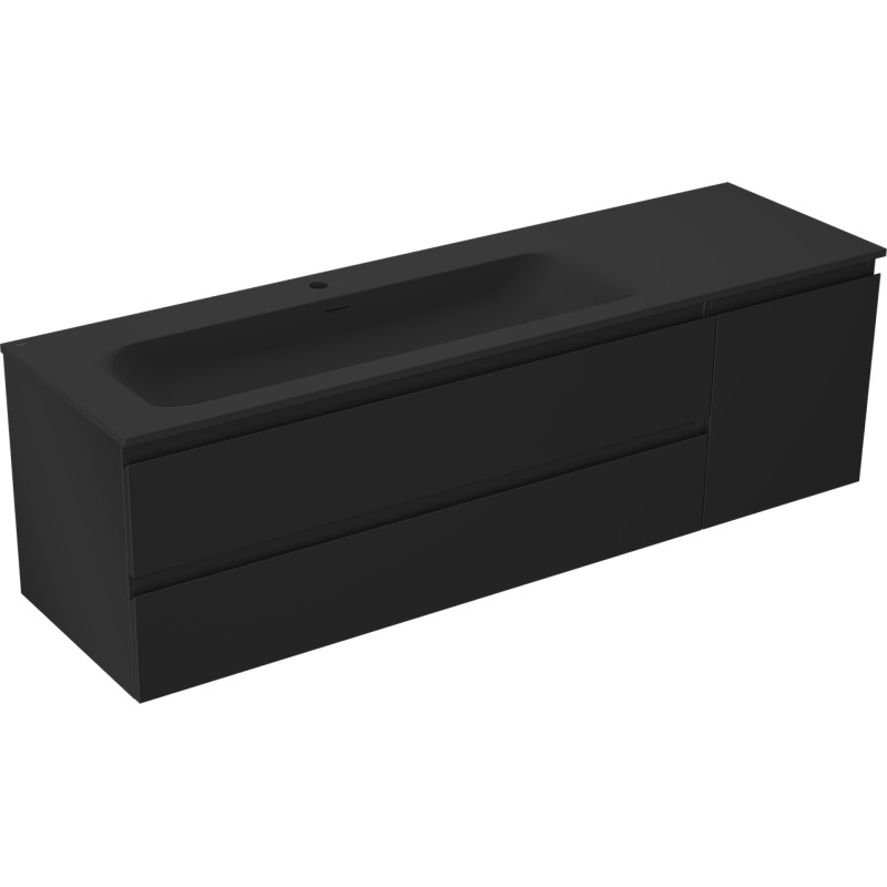 Mexen Orio dulap baie 160 cm cu lavoar Vela stâng, 2S, 1D, negru mat - 91A13-16047-3-BBFFF71-W23L71