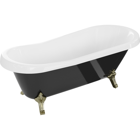 Mexen Retro cadă freestanding 170 x 75 cm, albă/neagră, picioare aurii - 53251707575-50