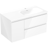 Mexen Orio dulap baie de 90 cm cu lavoar Vela dreapta, 2S, 1D, alb lucios - 91A13-09047-3-BBFFF00-W23P00