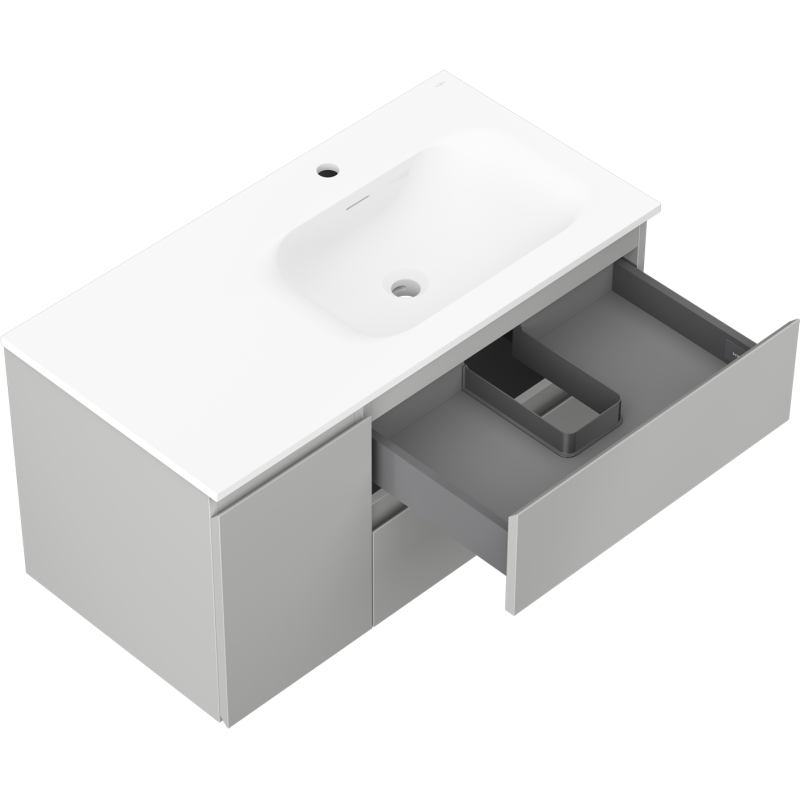 Mexen Orio dulap pentru baie 90 cm cu lavoar Vela pe dreapta, 2S, 1D, gri mat/alb mat - 91A13-09047-3-BBFFF62-W23P01