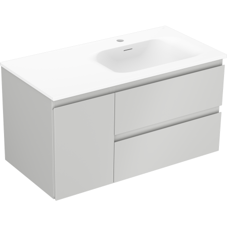 Mexen Orio dulap pentru baie 90 cm cu lavoar Vela pe dreapta, 2S, 1D, gri mat/alb mat - 91A13-09047-3-BBFFF62-W23P01