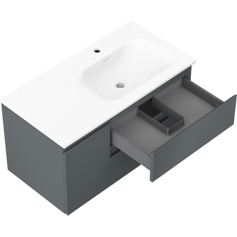 Mexen Orio dulap baie 90 cm cu chiuvetă Vela dreapta, 2S, 1D, grafit mat/alb mat - 91A13-09047-3-BBFFF66-W23P01