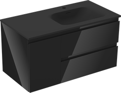 Mexen Orio dulap baie 90 cm cu lavoar Vela dreapta, 2S, 1D, negru lucios/negru mat - 91A13-09047-3-BBFFF70-W23P71