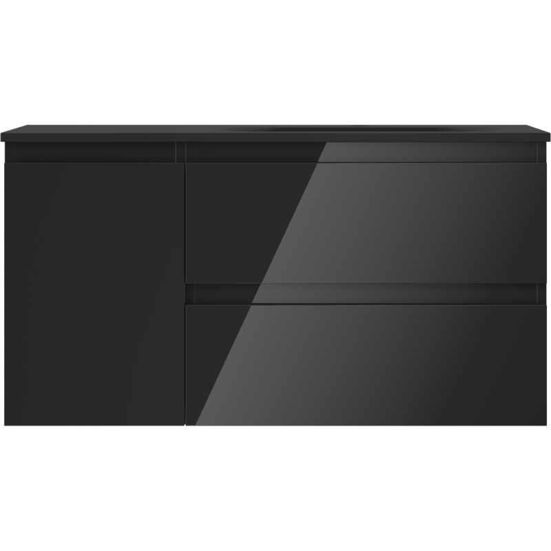 Mexen Orio dulap baie 90 cm cu lavoar Vela dreapta, 2S, 1D, negru lucios/negru mat - 91A13-09047-3-BBFFF70-W23P71