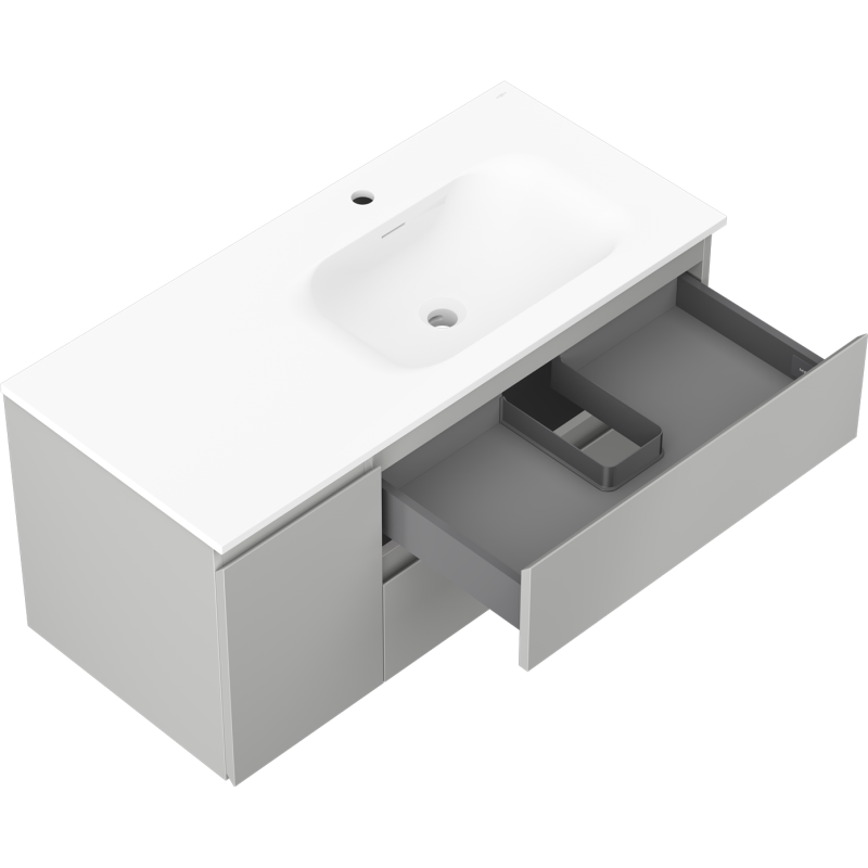 Mexen Orio dulap baie 100 cm cu lavoar Vela dreapta, 2S, 1D, gri mat/alb mat - 91A13-10047-3-BBFFF62-W23P01