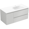 Mexen Orio 100 cm-es fürdőszobai szekrény Vela mosdóval jobbra, 2 fiókos, 1 ajtós, szürke matt/fehér matt