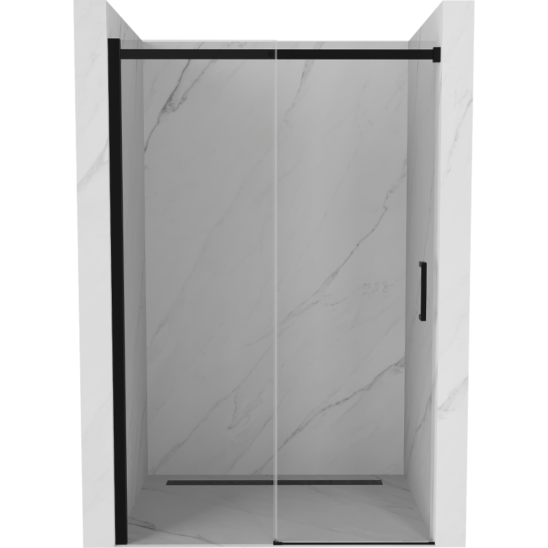 Mexen Omega 140 cm-es toló zuhanyajtó, áttetsző, fekete - 825-140-000-70-00