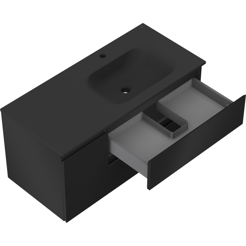 Mexen Orio dulap de baie 100 cm cu lavoar Vela dreapta, 2S, 1D, negru mat - 91A13-10047-3-BBFFF71-W23P71