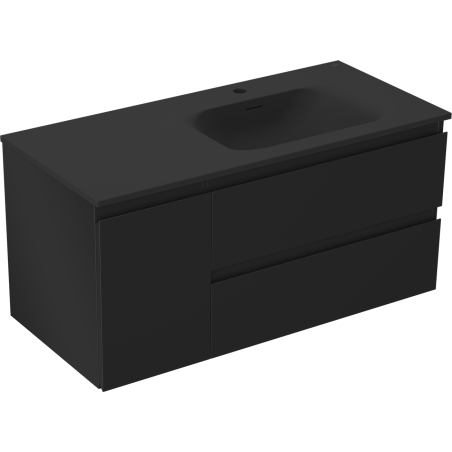 Mexen Orio 100 cm-es fürdőszobai szekrény mosdóval Vela jobbos, 2S, 1D, fekete matt - 91A13-10047-3-BBFFF71-W23P71