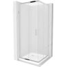 Mexen Rio cabină de duș pătrată 90 x 90 cm, Înghețat, Crom + cadă de duș Flat, Albă - 860-090-090-01-30-4010