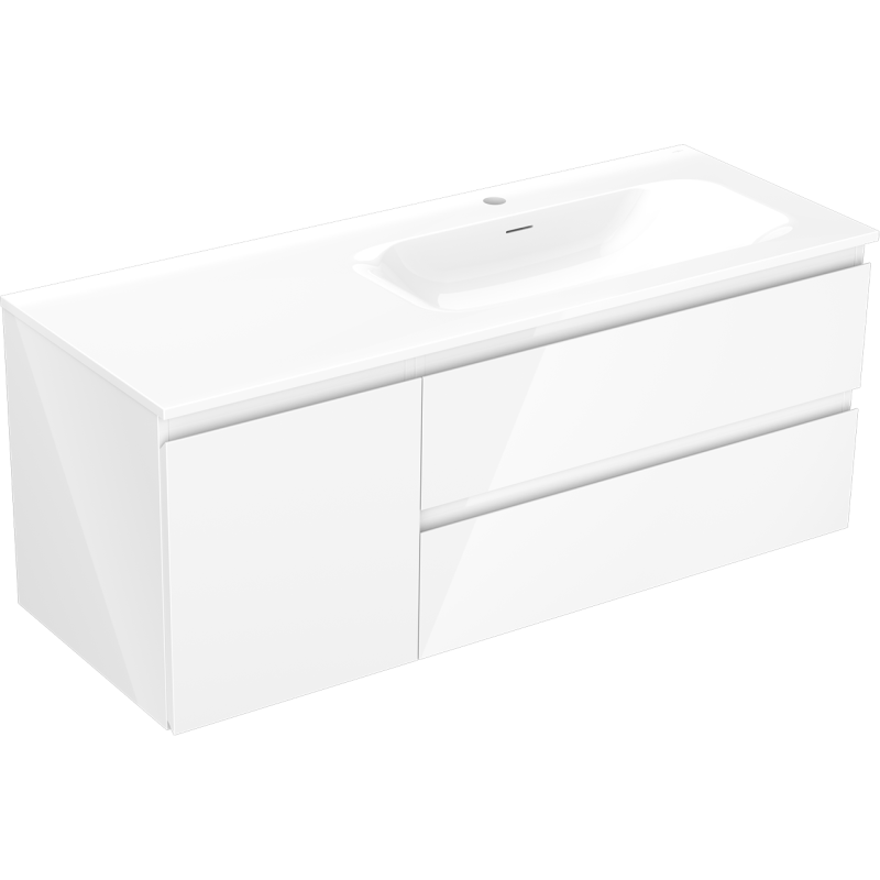 Mexen Orio dulap baie 120 cm cu lavoar Vela dreapta, 2S, 1D, alb lucios - 91A13-12047-3-BBFFF00-W23P00