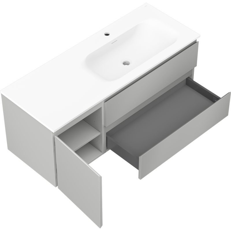 Mexen Orio dulap de baie 120 cm cu lavoar Vela dreapta, 2S, 1D, gri mat/alb mat - 91A13-12047-3-BBFFF62-W23P01