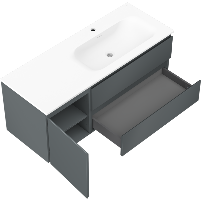 Mexen Orio dulap baie 120 cm cu chiuvetă Vela dreaptă, 2S, 1D, grafit mat/alb mat - 91A13-12047-3-BBFFF66-W23P01