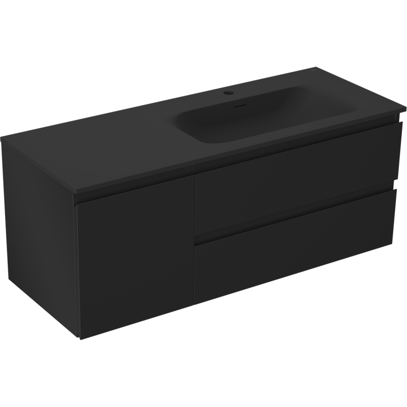 Mexen Orio dulap baie 120 cm cu lavoar Vela dreapta, 2S, 1D, negru mat - 91A13-12047-3-BBFFF71-W23P71