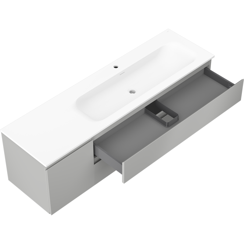 Mexen Orio dulap baie 160 cm cu lavoar Vela dreapta, 2S, 1D, gri mat/alb mat - 91A13-16047-3-BBFFF62-W23P01