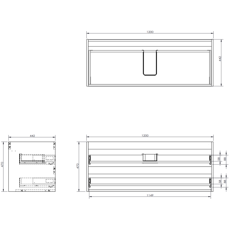 Mexen Orio dulap baie 160 cm cu lavoar Vela dreapta, 2S, 1D, grafit mat/alb mat - 91A13-16047-3-BBFFF66-W23P01