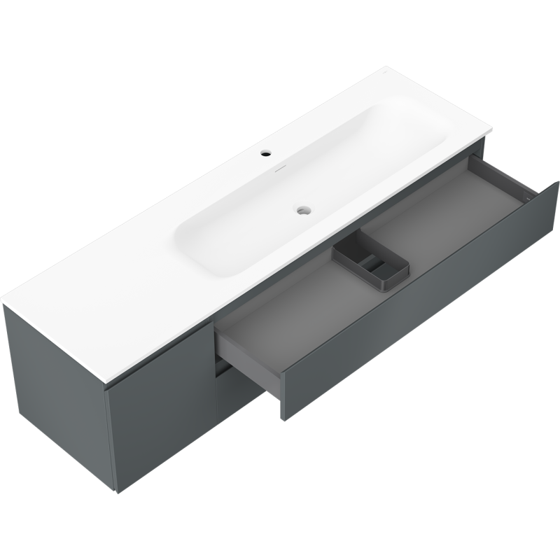 Mexen Orio dulap baie 160 cm cu lavoar Vela dreapta, 2S, 1D, grafit mat/alb mat - 91A13-16047-3-BBFFF66-W23P01