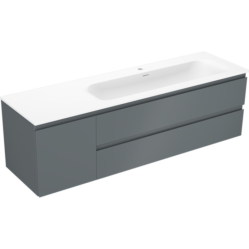 Mexen Orio dulap de baie 160 cm cu lavoar Vela dreapta, 2S, 1D, grafit mat/alb mat - 91A13-16047-3-BBFFF66-W23P01