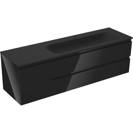 Mexen Orio dulap de baie 160 cm cu chiuvetă Vela dreapta, 2S, 1D, negru lucios/negru mat - 91A13-16047-3-BBFFF70-W23P71