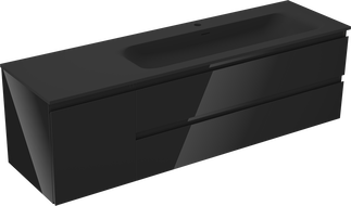 Mexen Orio dulap de baie 160 cm cu chiuvetă Vela dreapta, 2S, 1D, negru lucios/negru mat - 91A13-16047-3-BBFFF70-W23P71
