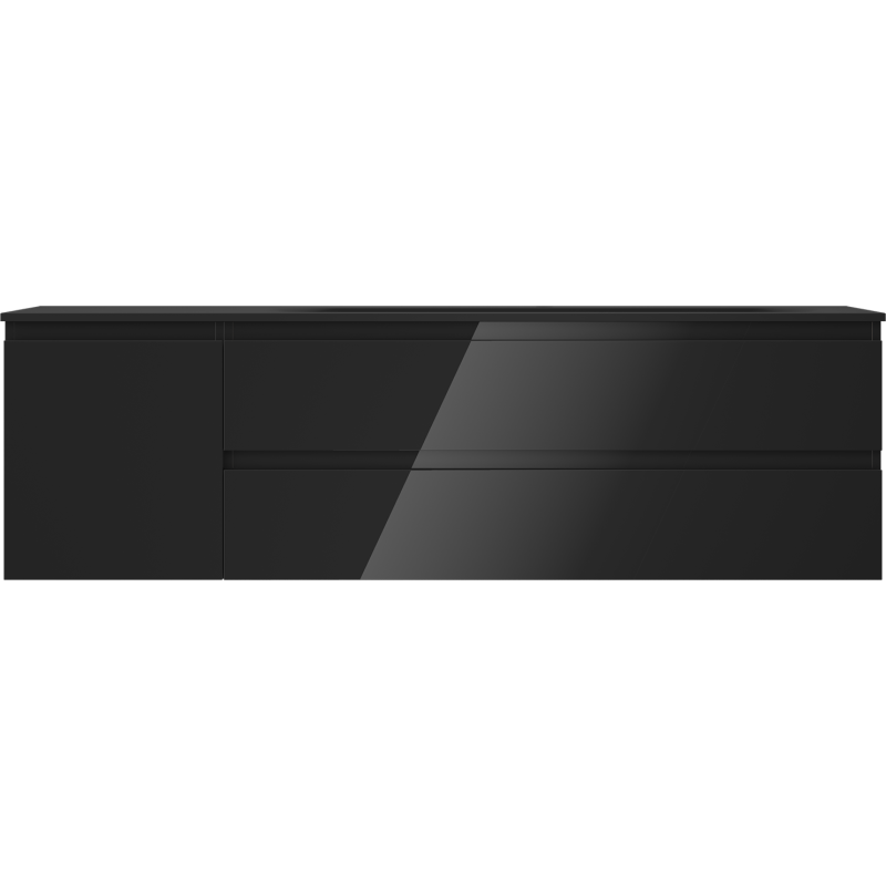 Mexen Orio dulap de baie 160 cm cu chiuvetă Vela dreapta, 2S, 1D, negru lucios/negru mat - 91A13-16047-3-BBFFF70-W23P71