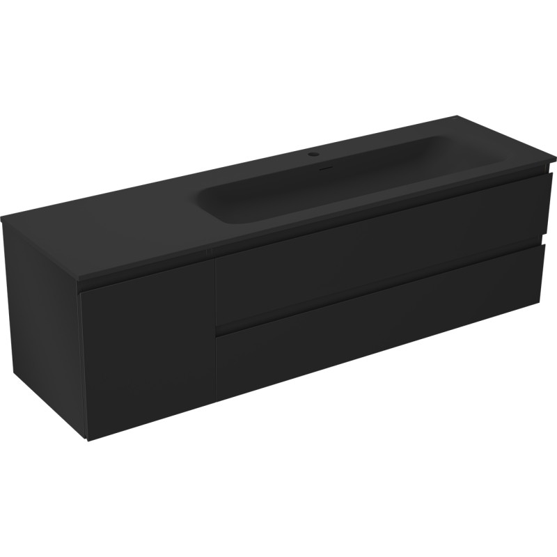 Mexen Orio dulap baie 160 cm cu lavoar Vela dreapta, 2S, 1D, negru mat - 91A13-16047-3-BBFFF71-W23P71
