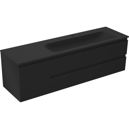 Mexen Orio dulap baie 160 cm cu chiuvetă Vela dreaptă, 2S, 1D, negru mat - 91A13-16047-3-BBFFF71-W23P71