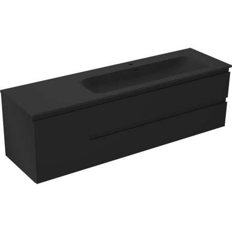 Mexen Orio dulap baie 160 cm cu lavoar Vela dreapta, 2S, 1D, negru mat - 91A13-16047-3-BBFFF71-W23P71