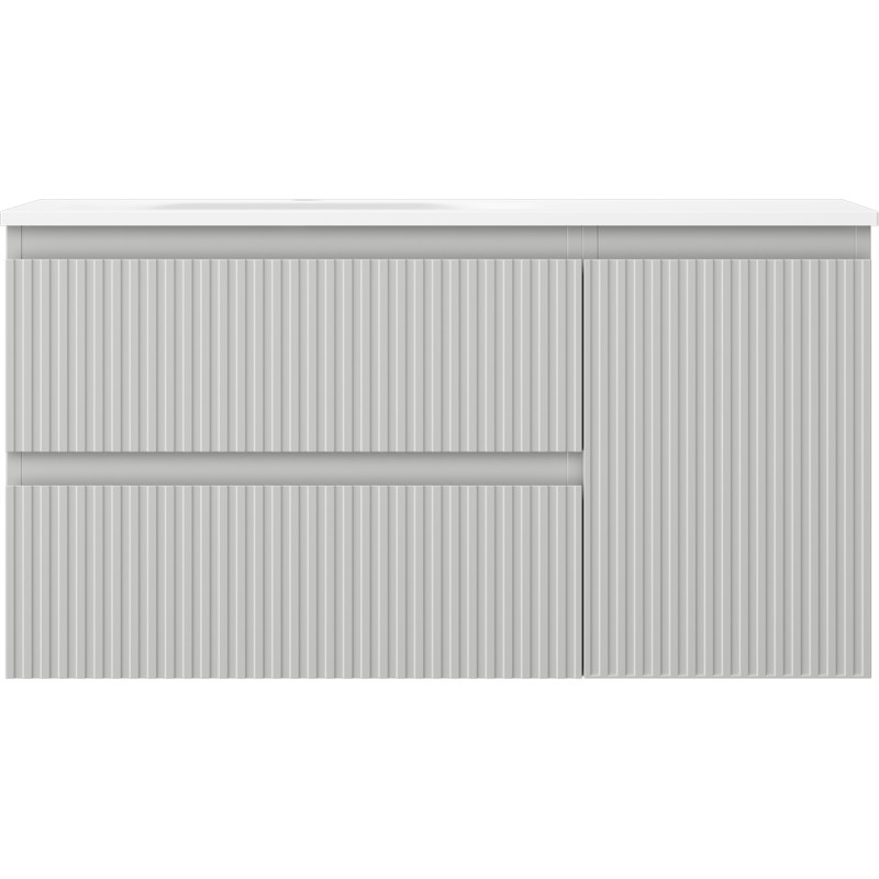 Mexen Rivel dulap de baie 90 cm cu chiuvetă Vela stânga, 2S, 1D, canelată, gri mat/alb mat - 91A23-09047-3-BBFFF62-W23L01