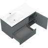Mexen Rivel 90 cm-es fürdőszobaszekrény bal oldali Vela mosdóval, 2 fiókkal, 1 ajtóval, bordázott, grafit matt/fehér