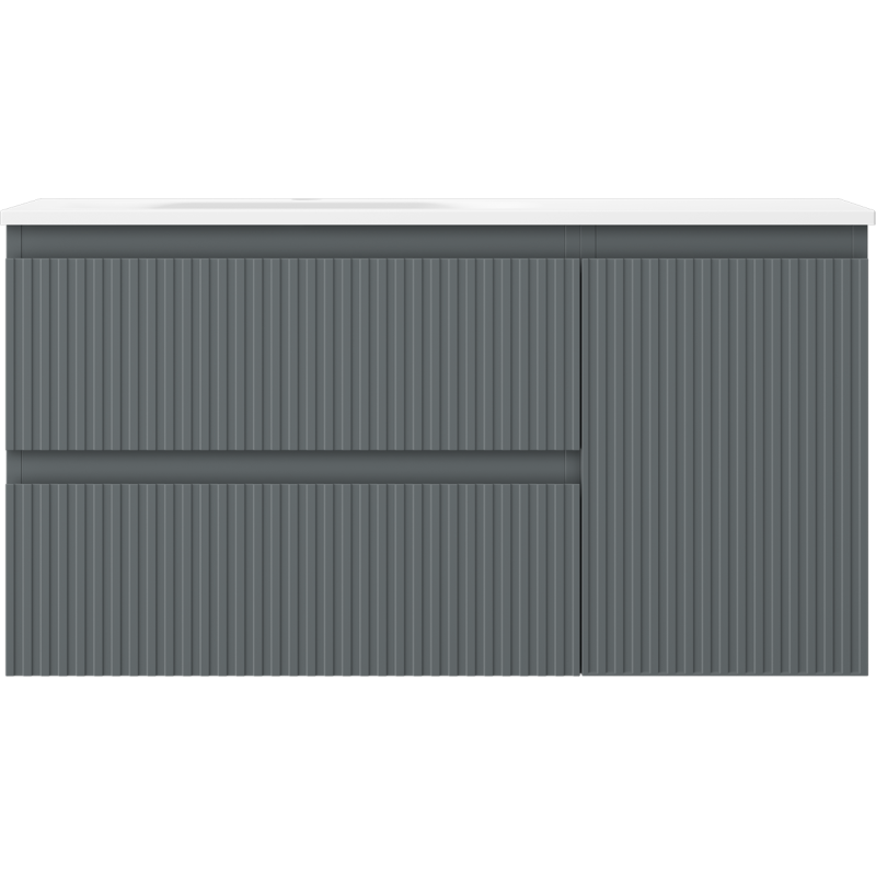 Mexen Rivel dulap baie 90 cm cu lavoar Vela stânga, 2S, 1D, canelat, grafit mat/alb mat - 91A23-09047-3-BBFFF66-W23L01