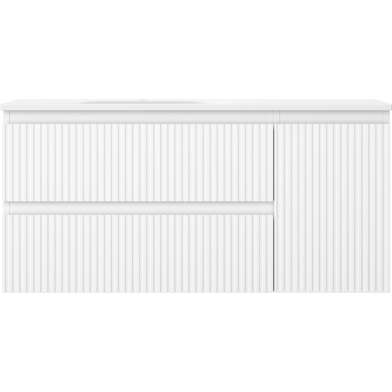 Mexen Rivel dulap de baie 100 cm cu lavoar Vela stânga, 2S, 1D, cu caneluri, alb mat - 91A23-10047-3-BBFFF01-W23L01