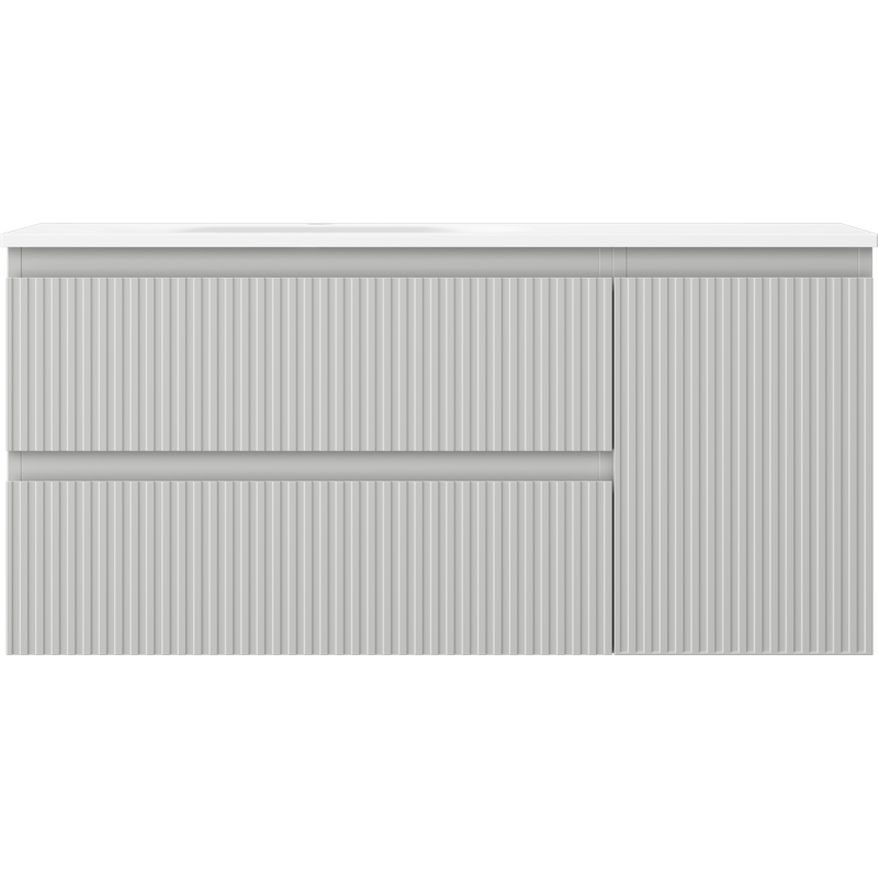 Mexen Rivel dulap baie 100 cm cu lavoar Vela stângă, 2S, 1D, canelat, gri mat/alb mat - 91A23-10047-3-BBFFF62-W23L01