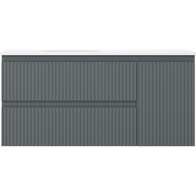Mexen Rivel dulap baie 100 cm cu chiuvetă Vela stângă, 2S, 1D, canelat, grafit/alb mat - 91A23-10047-3-BBFFF66-W23L01