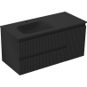 Mexen Rivel dulap de baie 100 cm cu chiuvetă Vela stânga, 2S, 1D, cu model canelat, negru mat - 91A23-10047-3-BBFFF71-W23L71