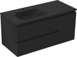 Mexen Rivel dulap de baie 100 cm cu chiuvetă Vela stânga, 2S, 1D, cu model canelat, negru mat - 91A23-10047-3-BBFFF71-W23L71