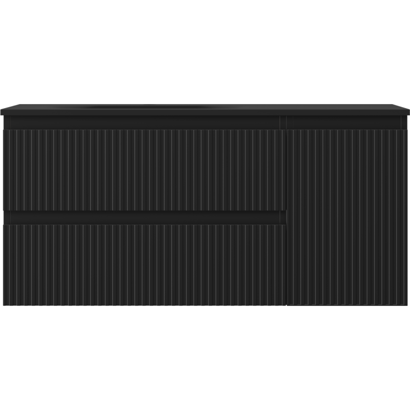 Mexen Rivel dulap de baie 100 cm cu chiuvetă Vela stânga, 2S, 1D, cu model canelat, negru mat - 91A23-10047-3-BBFFF71-W23L71