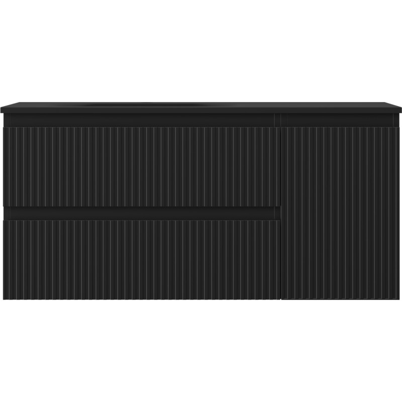 Mexen Rivel dulap pentru baie 100 cm cu chiuvetă Vela stânga, 2S, 1D, canelat, negru mat - 91A23-10047-3-BBFFF71-W23L71