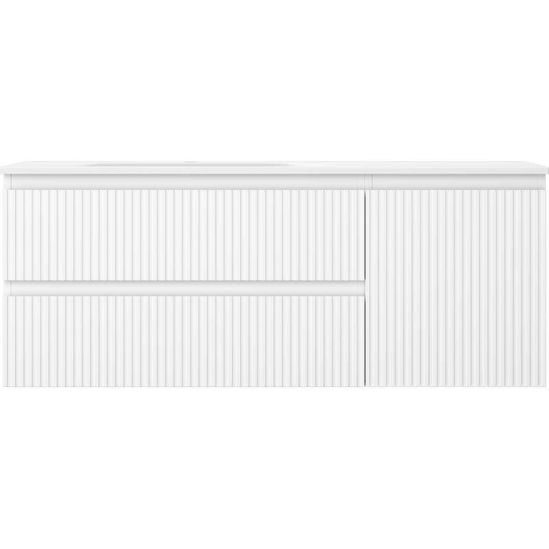 Mexen Rivel dulap baie 120 cm cu lavoar Vela stâng, 2S, 1D, canelat, alb mat - 91A23-12047-3-BBFFF01-W23L01