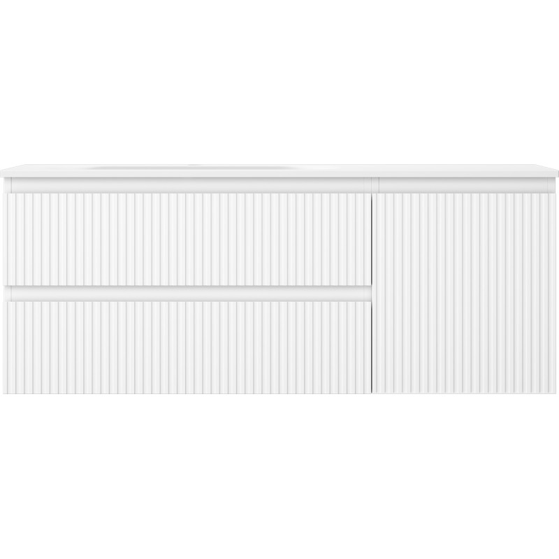 Mexen Rivel dulap de baie 120 cm cu lavoar Vela stâng, 2S, 1D, canelat, alb mat - 91A23-12047-3-BBFFF01-W23L01