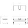 Mexen Rivel 120 cm-es fürdőszobaszekrény bal Vela mosdóval, 2S, 1D, bordázott, fehér matt - 91A23-12047-3-BBFFF01-W23L01