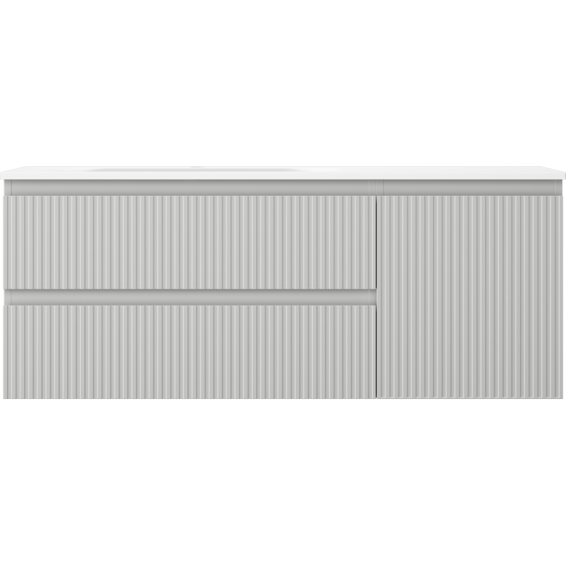 Mexen Rivel dulap baie 120 cm cu lavoar Vela stânga, 2S, 1D, canelat, gri mat/alb mat - 91A23-12047-3-BBFFF62-W23L01