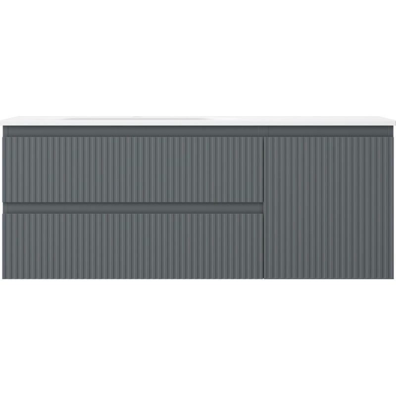 Mexen Rivel dulap de baie 120 cm cu chiuvetă Vela stânga, 2S, 1D, canelat, grafit/alb mat - 91A23-12047-3-BBFFF66-W23L01